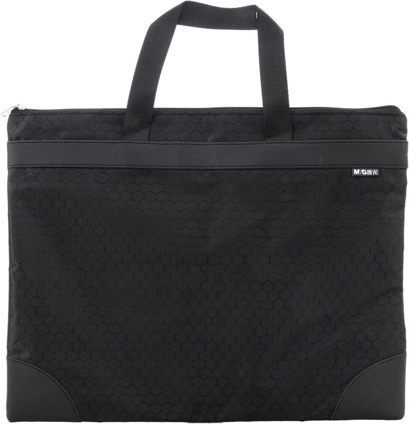 MG 12x15 in Large Zipper Pouch with Handle, A4 Foldable Lightweight Waterproof Oxford Document Storage Bag, File Organizer for Office Travel Books Papers Filing Folder – 1 Pack (Black) - Image 1